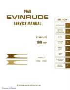1968 Evinrude Starflite 100 HP outboards Service Repair Manual P/N 4487