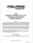 1999 Polaris PWC Genesis, Ficht, X-45 Service Manual